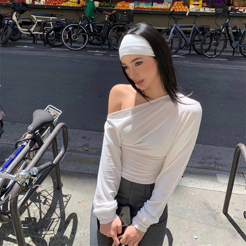 Off Shoulder Top - Damskie bluzki z długim rękawem na