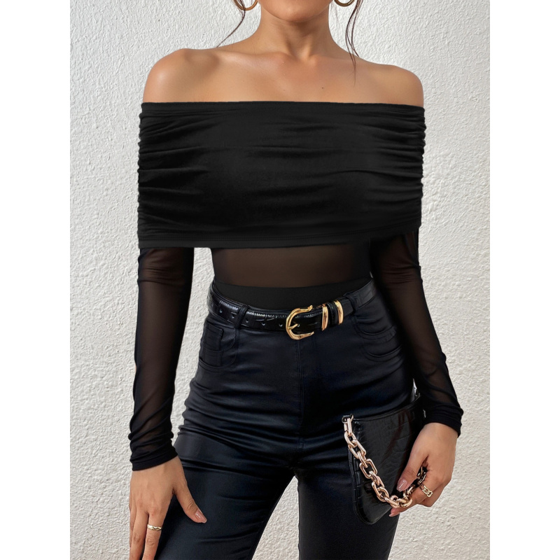 Off Shoulder Top - Wiosenno-jesienna bluzka z odkrytymi ramionami i