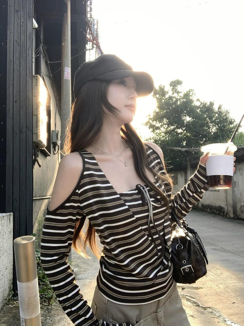 Kimotimo Damska Koszulka w Pas – Off Shoulder Top recenzja i cena