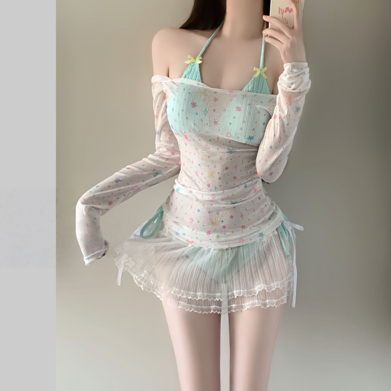 Damski zestaw bikini z długim  – Women'S Fashion Middle Ages recenzja i cena